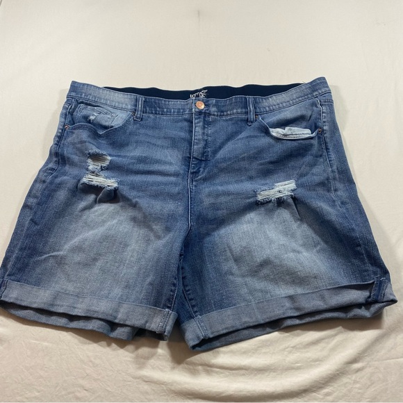 Terra & Sky Women's Blue Denim Shorts Distressed Spandex Woman’s 26W Elas Waist - Picture 7 of 7